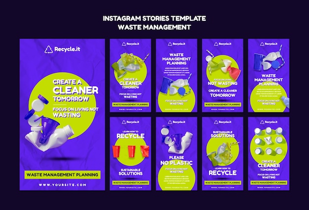 Modelo de design de histórias do instagram para gerenciamento de resíduos