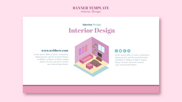 Modelo de design de interiores de banner