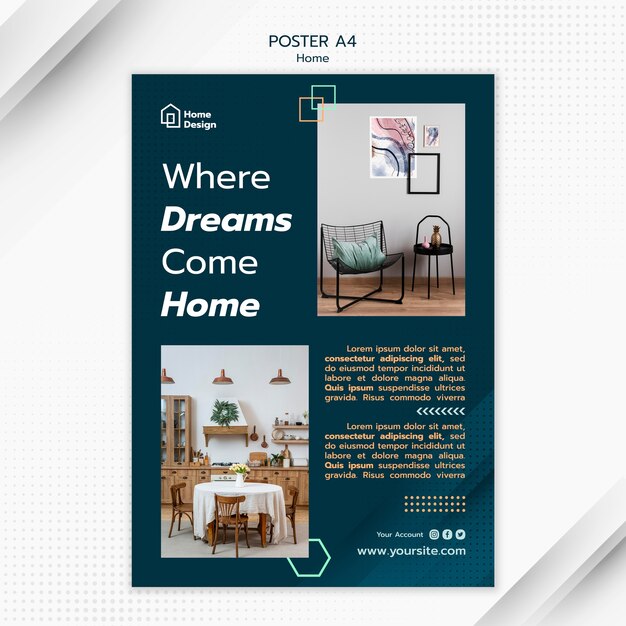 Modelo de design de interiores de design plano