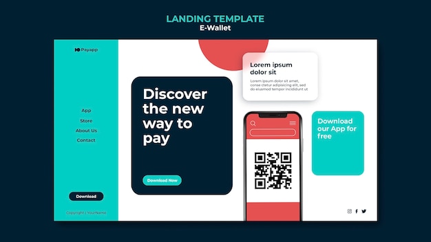 PSD grátis modelo de design de página de destino ewallet