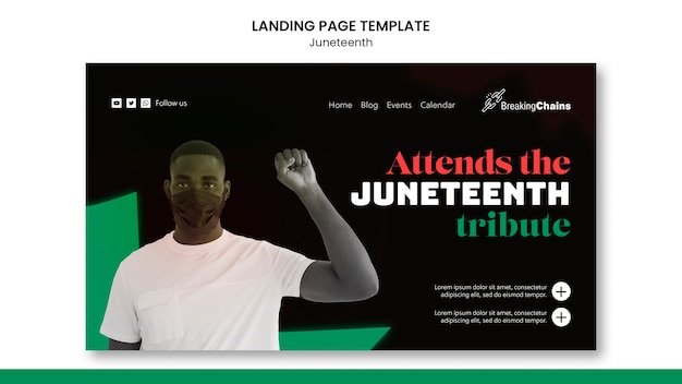 PSD grátis modelo de design de página de destino juneteenth