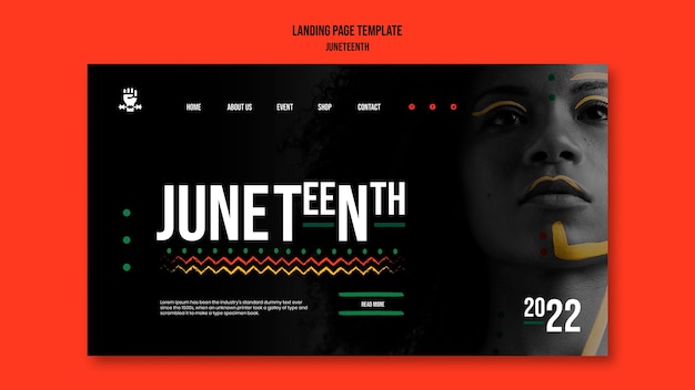 Modelo de design de página de destino Juneteenth