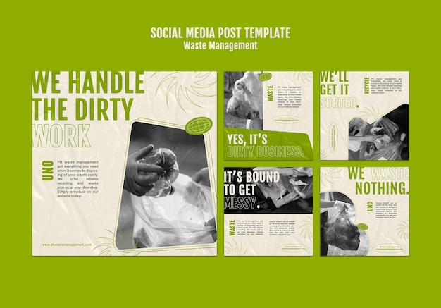 PSD grátis modelo de design de postagem de gerenciamento de resíduos de mídia social