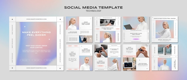 Modelo de design de postagem de instagram de tecnologia