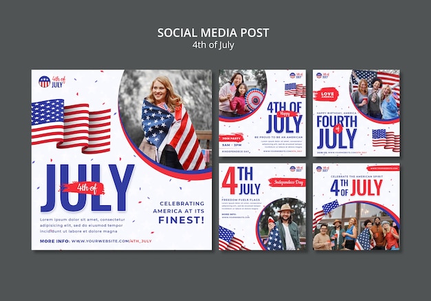 modelo de design de postagem do instagram de 4 de julho