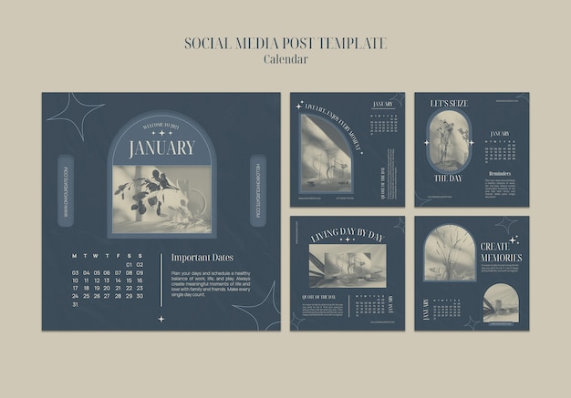 PSD grátis modelo de design de postagem do instagram de calendários