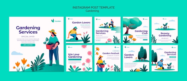 Modelo de design de postagem do instagram de jardinagem