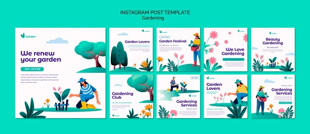 Modelo de design de postagem do instagram de jardinagem