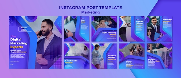 Modelo de design de postagem do instagram de marketing gradiente