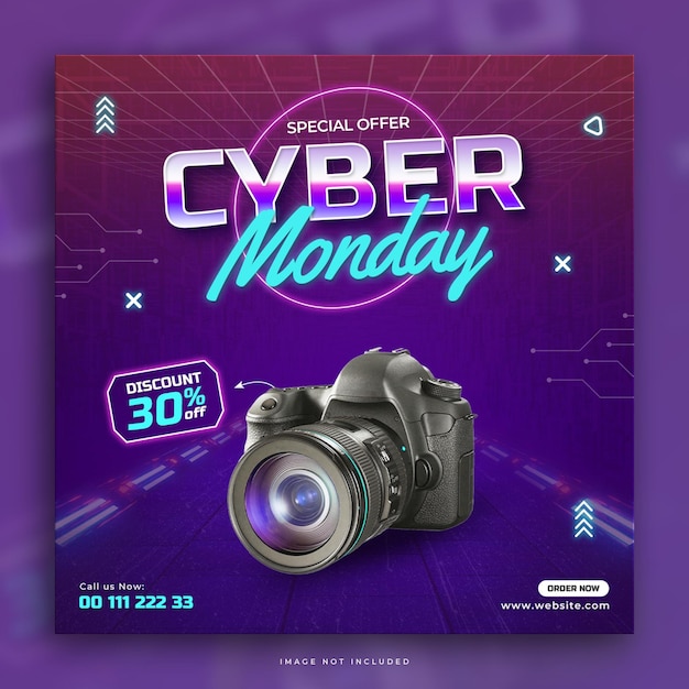 PSD grátis modelo de design de postagem em mídia social com oferta especial da cyber monday