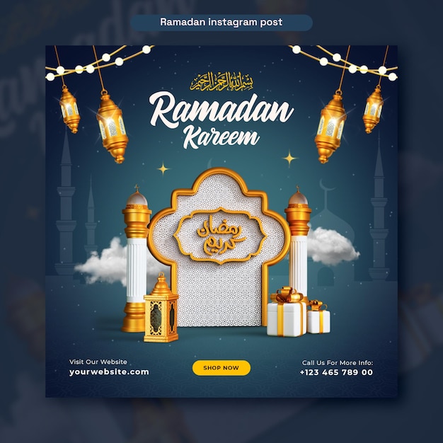 PSD grátis modelo de design de postagem em mídia social do festival islâmico ramadan kareem