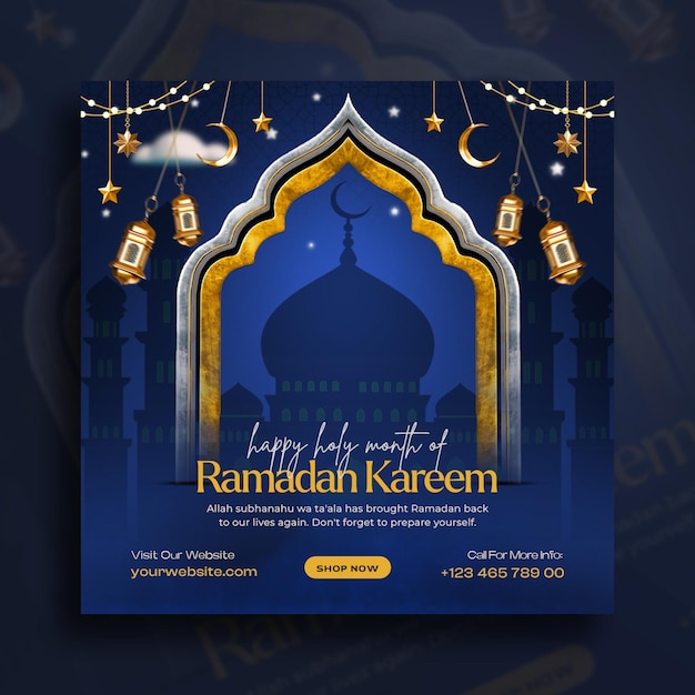 PSD grátis modelo de design de postagem em mídia social do festival islâmico ramadan kareem