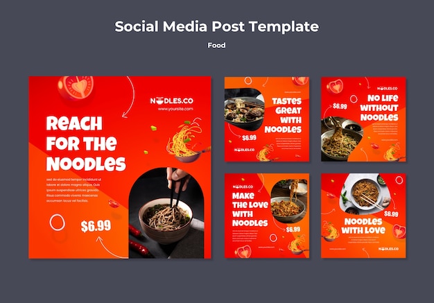 PSD grátis modelo de design de postagens do instagram de comida