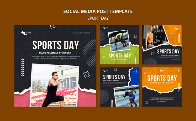 Modelo de design de postagens do instagram de dia de esportes