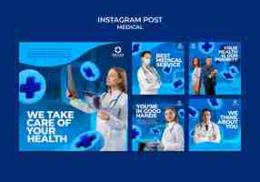 PSD grátis modelo de design de postagens médicas do instagram gradiente