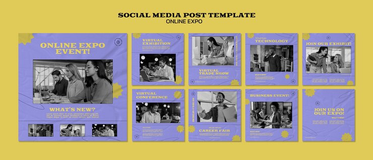 PSD grátis modelo de design de postagens online de expo instagram