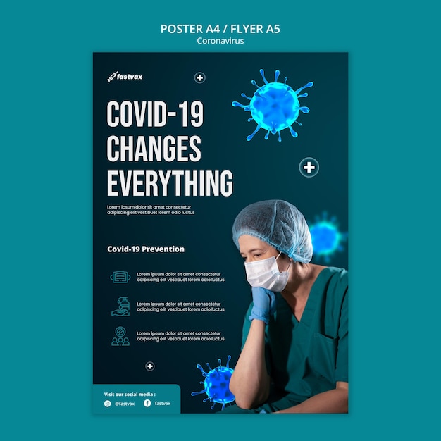 PSD grátis modelo de design de pôster coronavirus