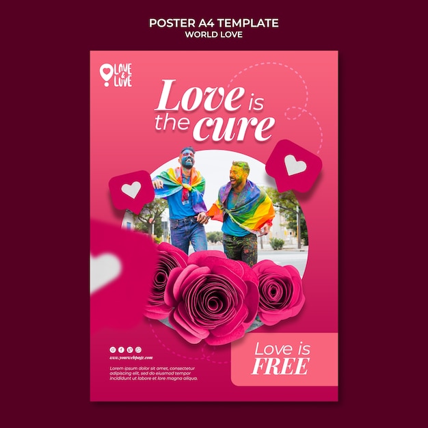 Modelo de design de pôster de amor mundial