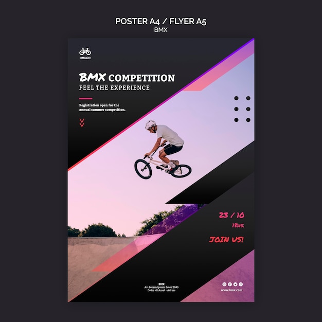 PSD grátis modelo de design de pôster de competição bmx