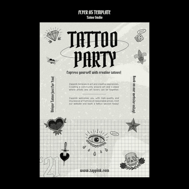 PSD grátis modelo de design de pôster de estúdio de tatuagem