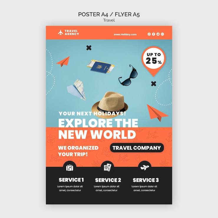PSD grátis modelo de design de pôster de viagem