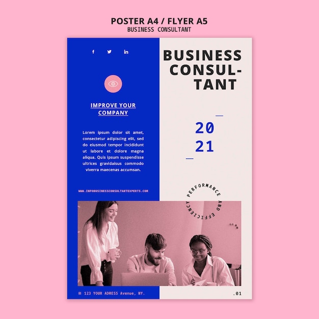 Modelo de design de pôster ou folheto de documento de negócios