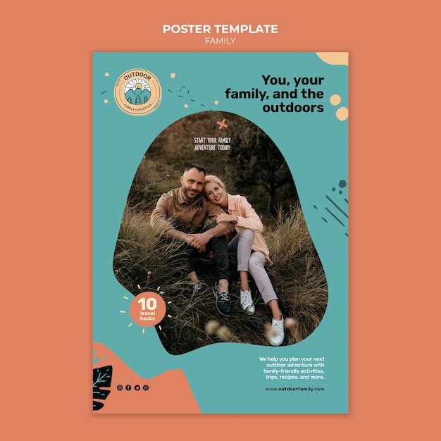 Modelo de design de pôster para a família de pais e filhos