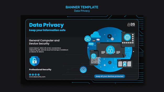 PSD grátis modelo de design de privacidade de dados gradiente