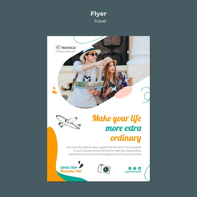 Modelo de design de viagem de folheto