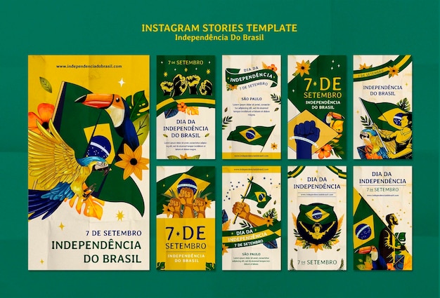 PSD grátis modelo de design do dia da independência do brasil desenhado à mão