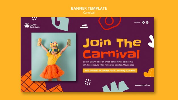 Modelo de design plano de banner de carnaval
