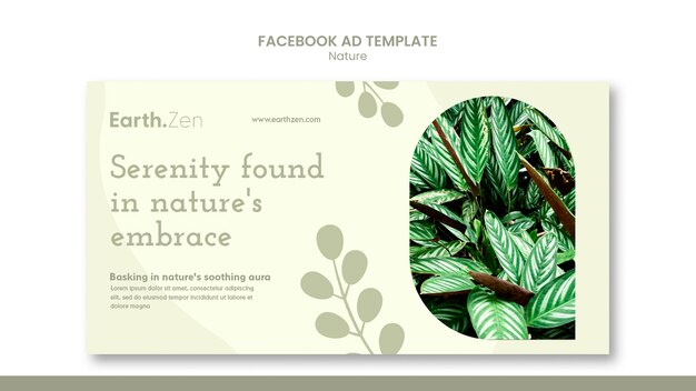 Modelo de design plano de conceito de natureza do Facebook
