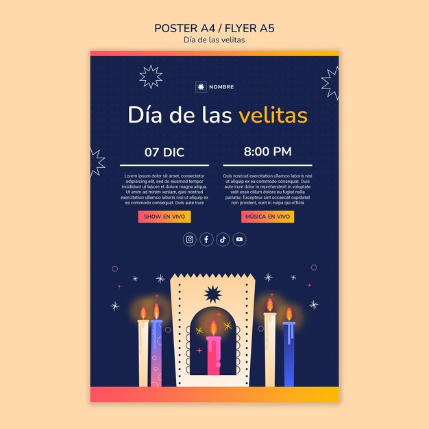 Modelo de design plano dia de la velitas