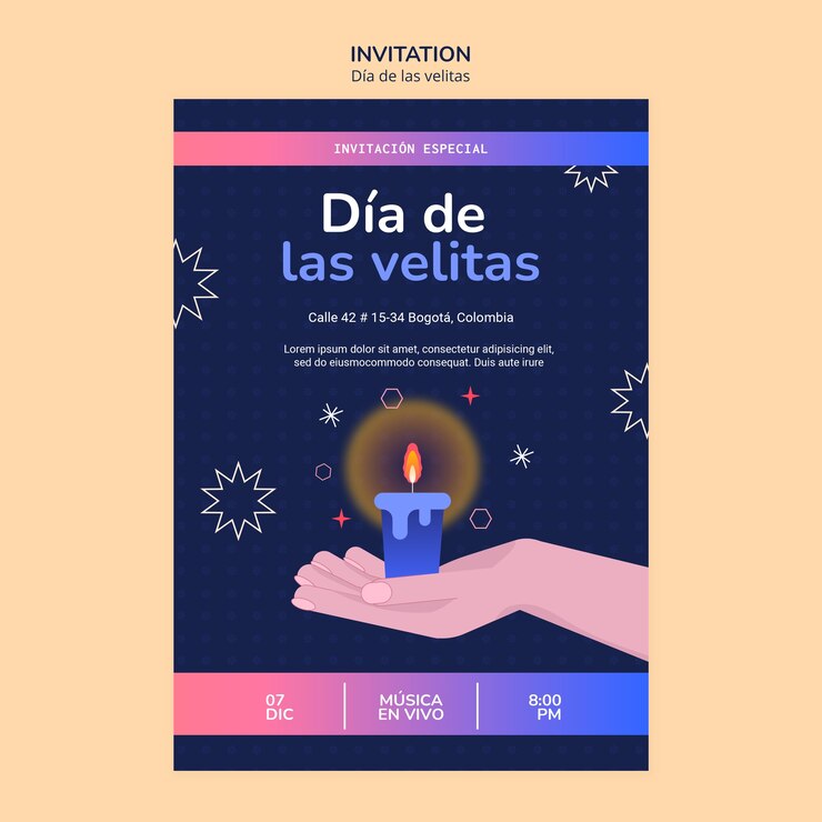 PSD grátis modelo de design plano dia de la velitas