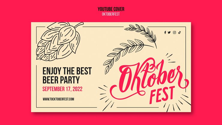 PSD grátis modelo de design plano do youtube oktoberfest