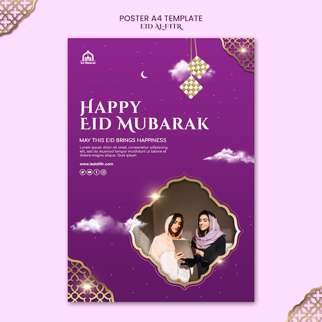 Modelo de design realista eid al-fitr