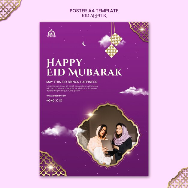 Modelo de design realista eid al-fitr