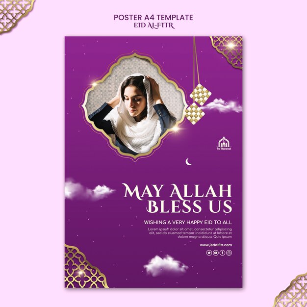 Modelo de design realista eid al-fitr