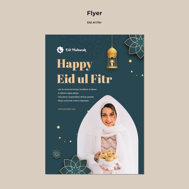 Modelo de design realista eid al-fitr