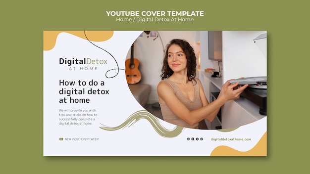 Modelo de desintoxicação digital de design plano em casa