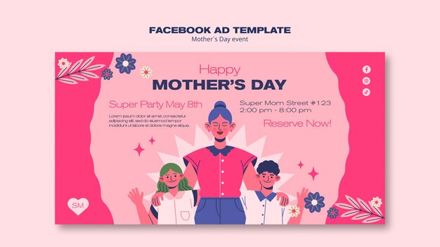 Modelo de dia das mães de design plano