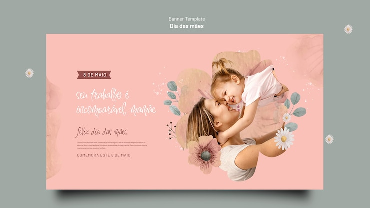 PSD grátis modelo de dia das mães em aquarela