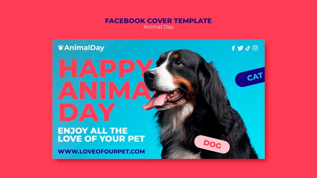 Modelo de dia do animal de design plano