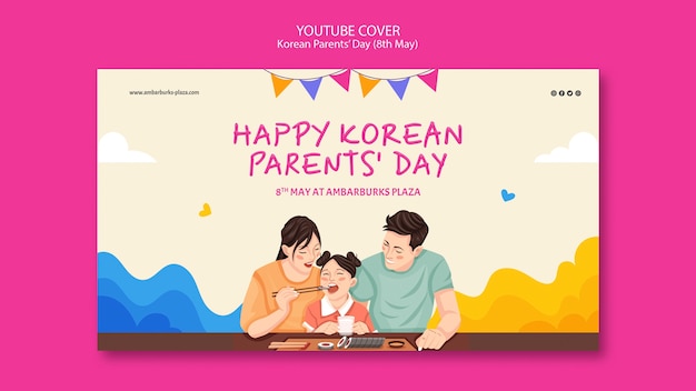 Modelo de dia dos pais coreano de design plano