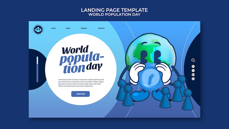 PSD grátis modelo de dia mundial da população de design plano