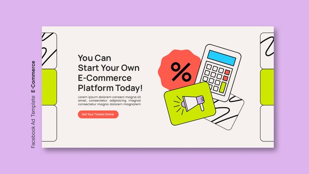 modelo de e-commerce de design plano do Facebook