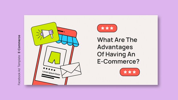 modelo de e-commerce de design plano do Facebook