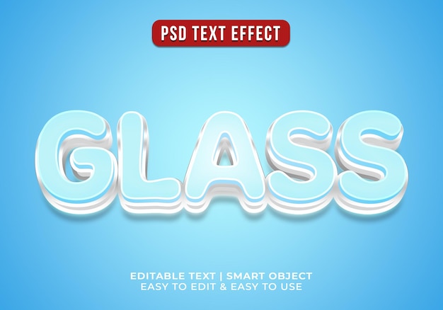 PSD grátis modelo de efeito de texto de vidro editável