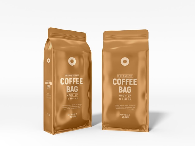 PSD grátis modelo de embalagem de saco de café de folha brilhante