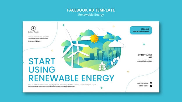 Modelo de energia renovável de design plano